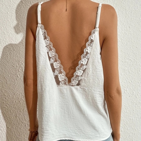 Boho Embroidered lace trim Backless Cami Tank Top - Picture 15 of 16